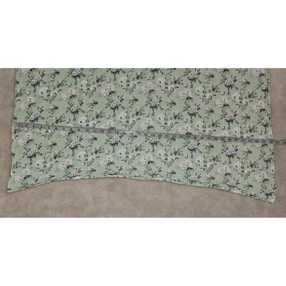 Modern Baby Green Purple Floral Muslin 100% Cotton Swaddle Blanket Lovey 27x36